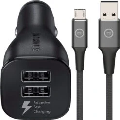 Samsung Adaptive Fast Charging Autolader Met 2 Poorten 15W + Micro Usb Kabel 1,5m Nylon