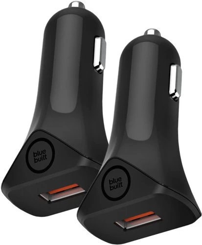 BlueBuilt Quick Charge Autolader Zonder Kabel 18W Zwart Duo Pack 1 BlueBuilt Quick Charge Autolader Zonder Kabel 18W Zwart Duo Pack