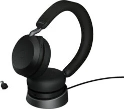 Jabra Evolve2 75 USB C Draadloze Office Headset Met Oplaadstandaard Zwart