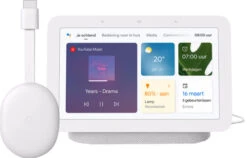 Google Chromecast 4K Met Google TV + Google Nest Hub 2 Chalk