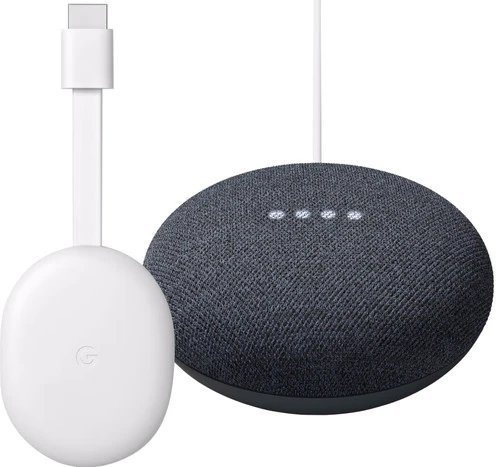 Google Chromecast 4K Met Google TV + Google Nest Mini Zwart 1 Google Chromecast 4K Met Google TV + Google Nest Mini Zwart