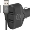 BlueBuilt Autolader Met 2 Usb A Poorten 12W + Usb C Kabel 1,5m Nylon Zwart