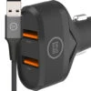 BlueBuilt Quick Charge Autolader 18W Zwart + Micro Usb Kabel 1,5m Nylon Zwart