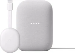 Google Chromecast HD Met Google TV + Google Nest Audio Chalk