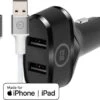 BlueBuilt Autolader Met 2 Usb A Poorten 12W Zwart + Lightning Kabel 1,5m Nylon Wit