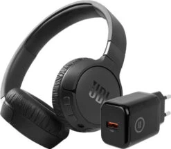 JBL Tune 660NC Zwart + BlueBuilt Quick Charge Oplader Met Usb A Poort 18W Zwart
