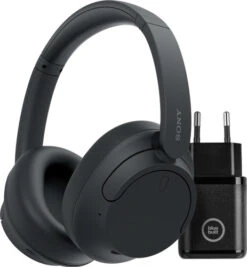 Sony WH-CH720N Zwart + BlueBuilt Quick Charge Oplader Met Usb A Poort 18W Zwart