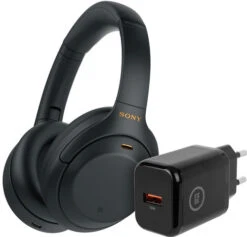 Sony WH-1000XM4 Zwart + BlueBuilt Quick Charge Oplader Met Usb A Poort 18W Zwart