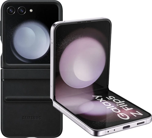 Samsung Galaxy Z Flip 5 512GB Paars 5G + Samsung Back Cover Leer Zwart 1 Samsung Galaxy Z Flip 5 512GB Paars 5G + Samsung Back Cover Leer Zwart