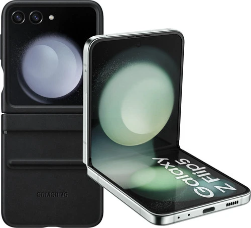 Samsung Galaxy Z Flip 5 512GB Mint 5G + Samsung Back Cover Leer Zwart 1 Samsung Galaxy Z Flip 5 512GB Mint 5G + Samsung Back Cover Leer Zwart