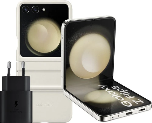 Samsung Galaxy Z Flip 5 256GB Creme 5G + Samsung Accessoirepakket 1 Samsung Galaxy Z Flip 5 256GB Creme 5G + Samsung Accessoirepakket