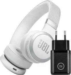 JBL Live 670NC Wit + BlueBuilt Quick Charge Oplader Met Usb A Poort 18W Zwart