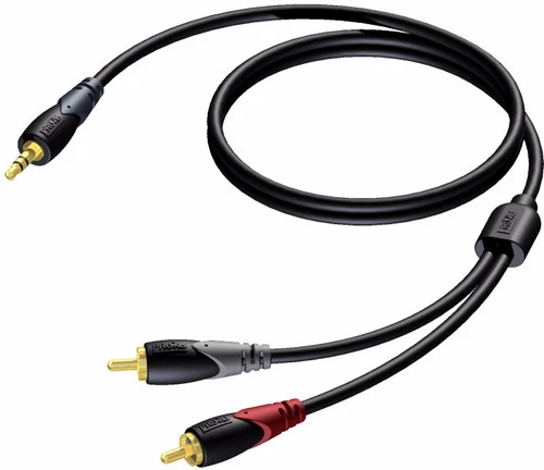 Procab CLA711/3 3,5mm Male - 2x RCA 3 Meter 2 Procab CLA711/3 3,5mm Male - 2x RCA 3 Meter - Afbeelding 2